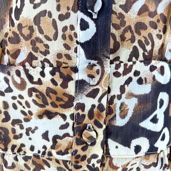 Essentials by Milano Leopard Print Sheer Peplum Blouse - Picture 4 of 8